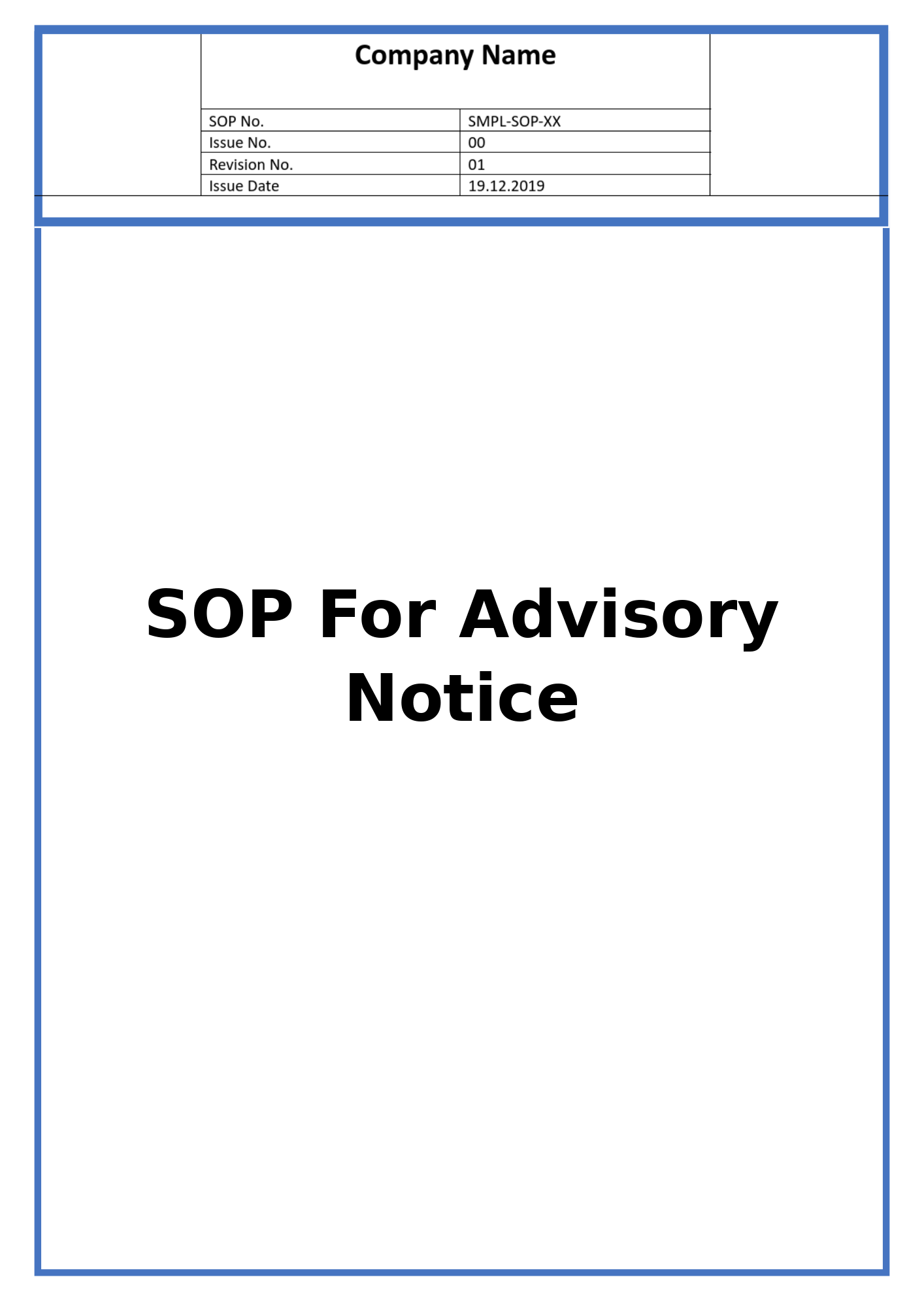 SOP For Advisory Notice