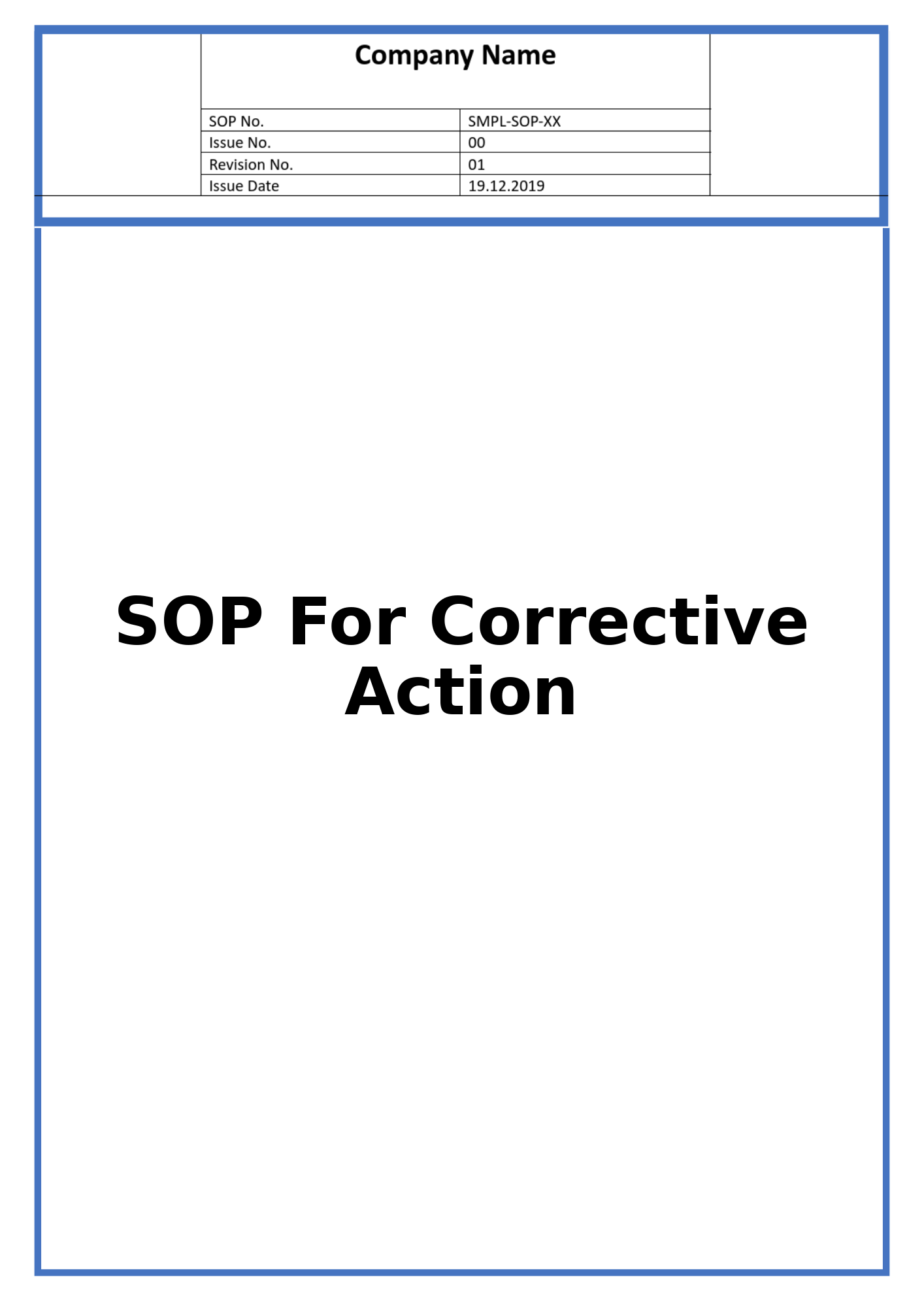 SOP For Corrective Action
