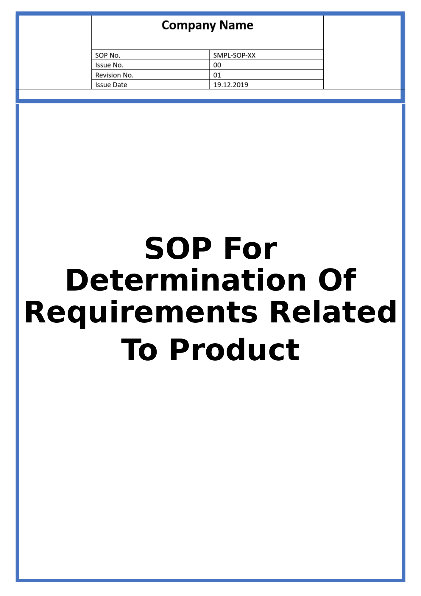 SOP For Determination Of Requirements Related To Product