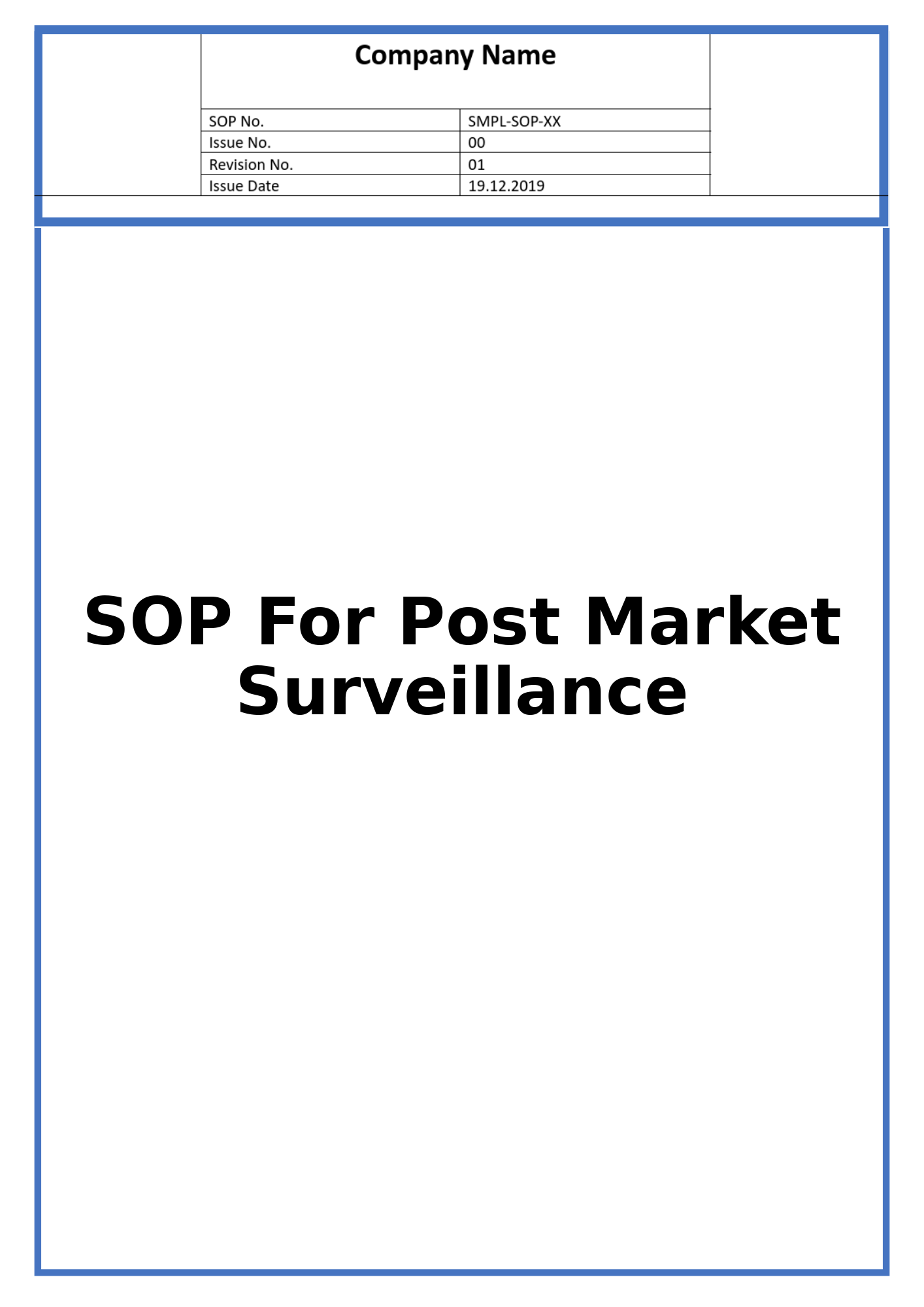 SOP For Post Market Surveillance