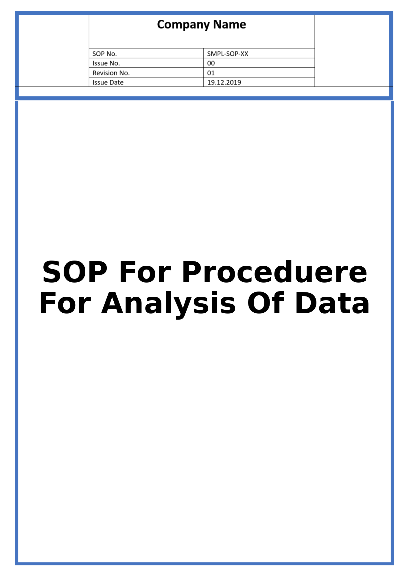 SOP For Proceduere For Analysis Of Data