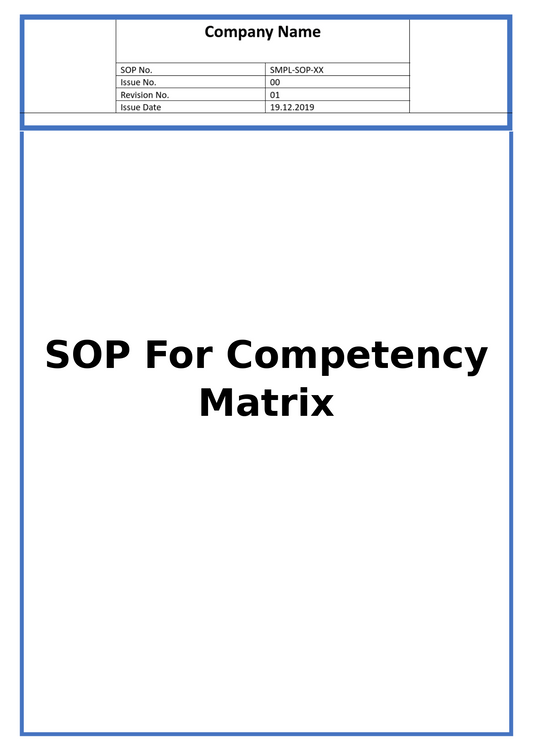 SOP For Competency Matrix