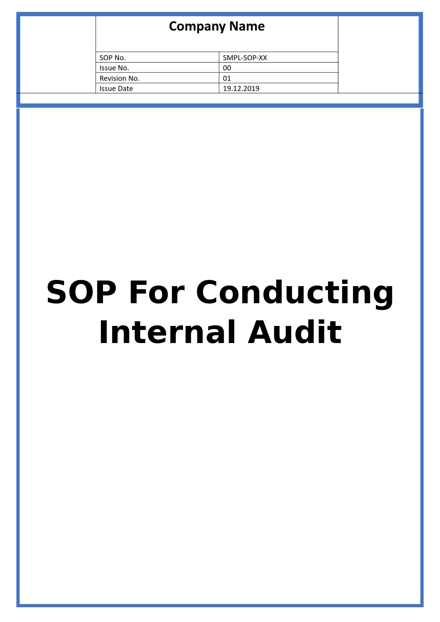 SOP For Conducting Internal Audit