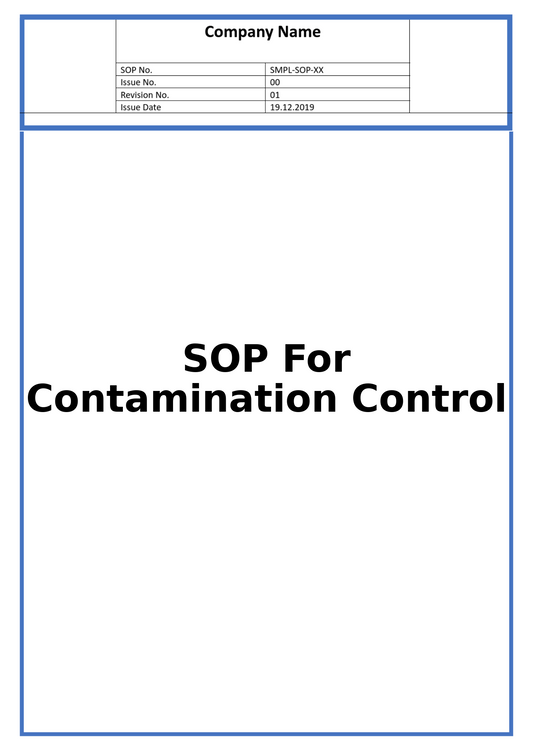 SOP For Contamination Control