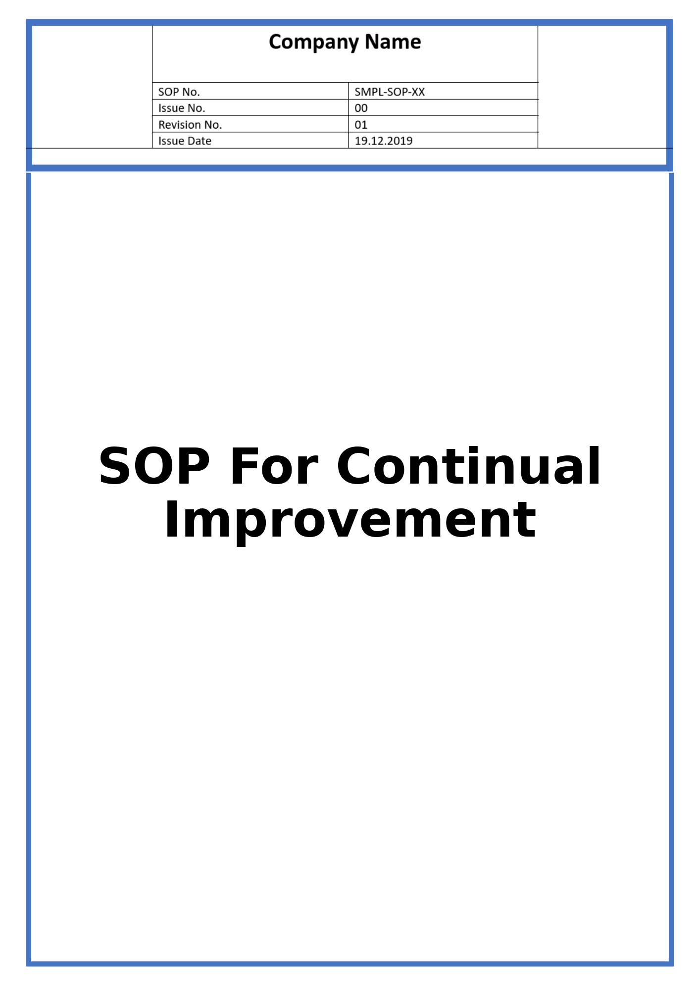 SOP For Continual Improvement