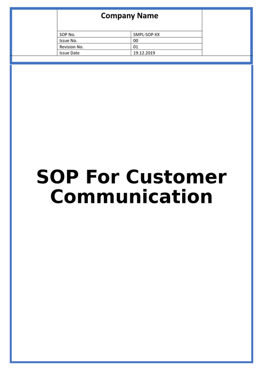 SOP For Customer Communication