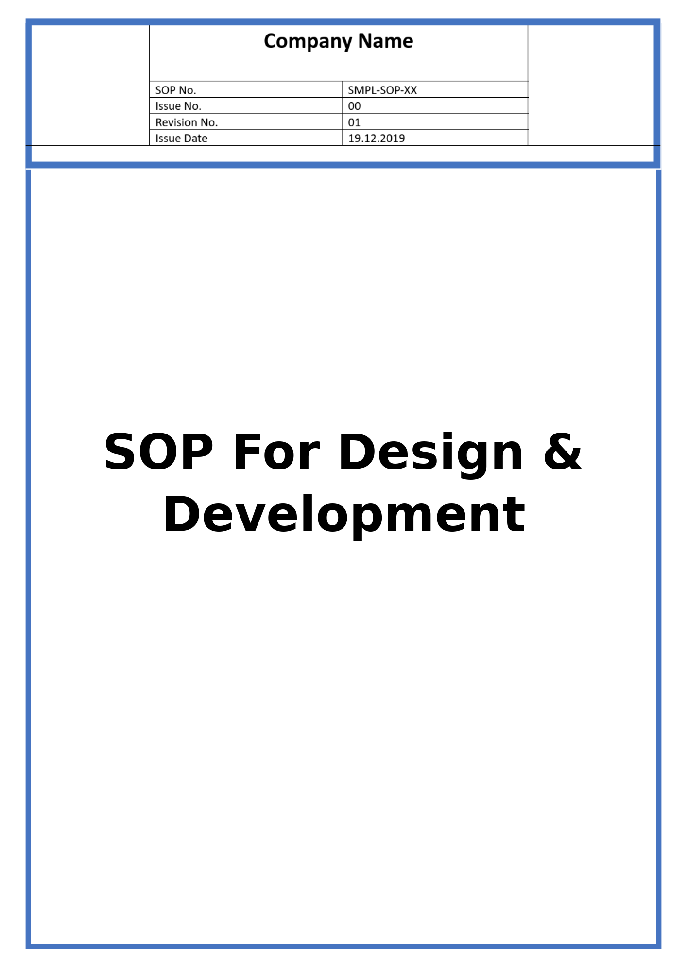 SOP For Design & Development