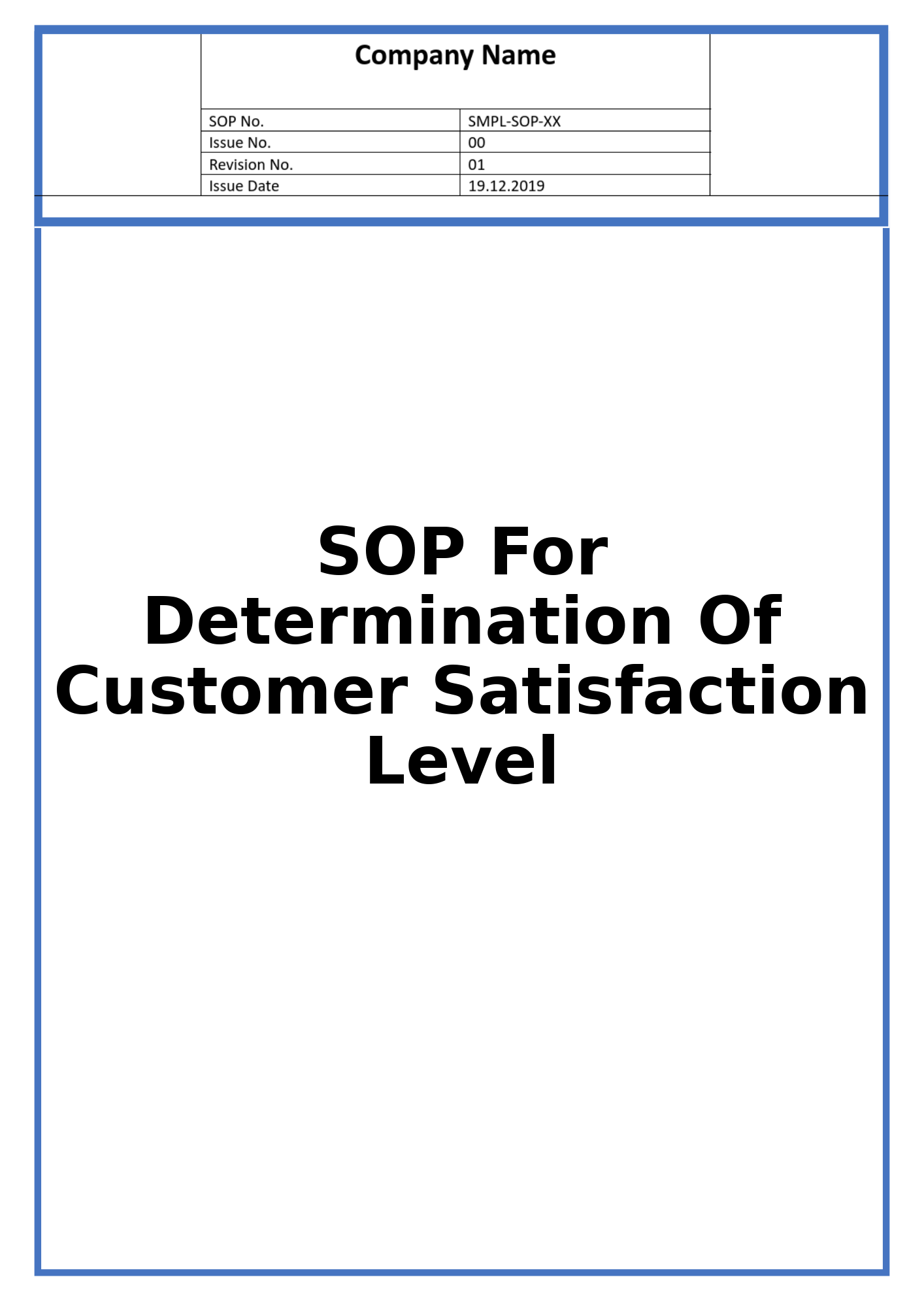 SOP For Determination Of Customer Satisfaction Level