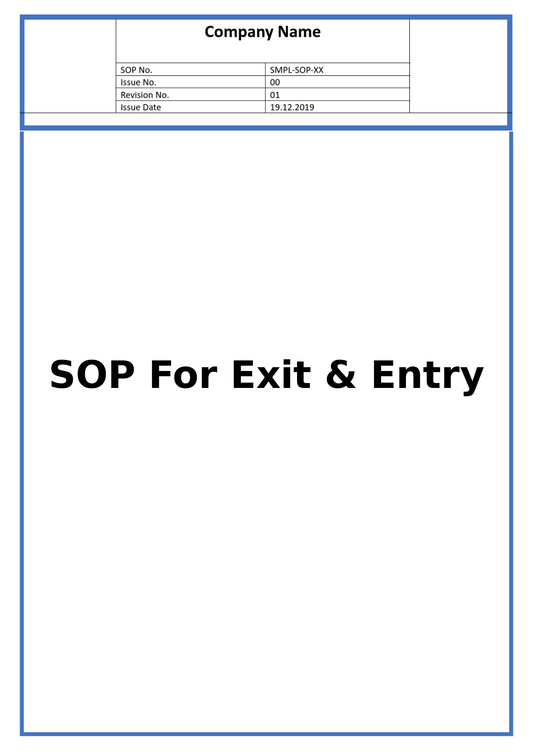 SOP For Exit & Entry