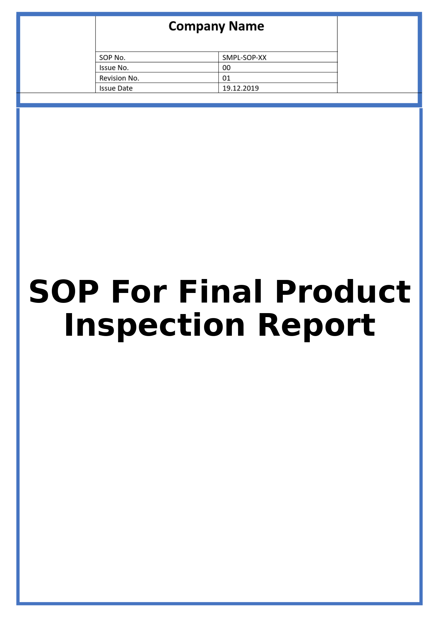 SOP For Final Product Inspection Report