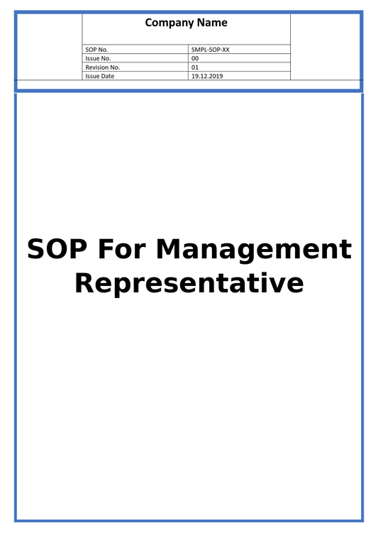 SOP For Management Representative