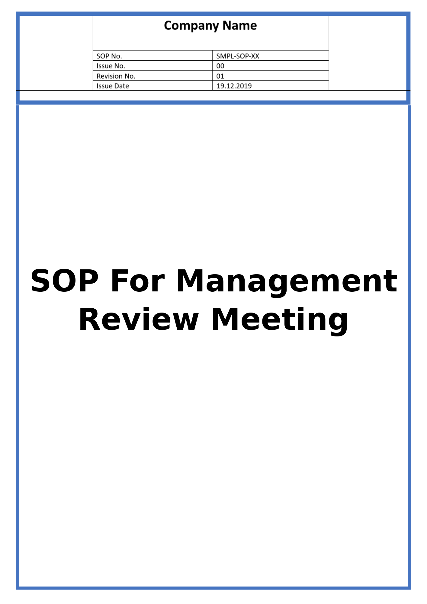 SOP For Management Review Meeting