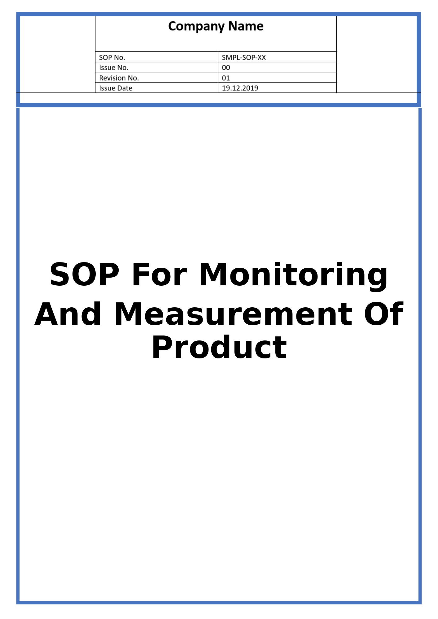 SOP For Monitoring And Measurement Of Product