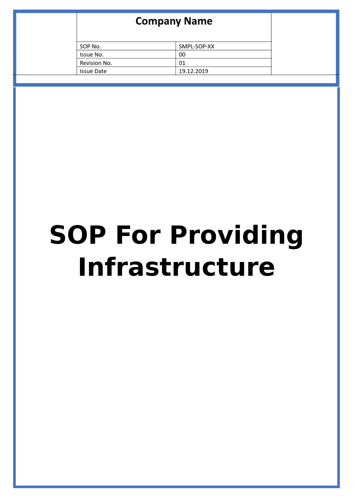 SOP For Providing Infrastructure