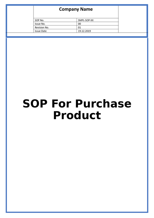 SOP For Purchase Product