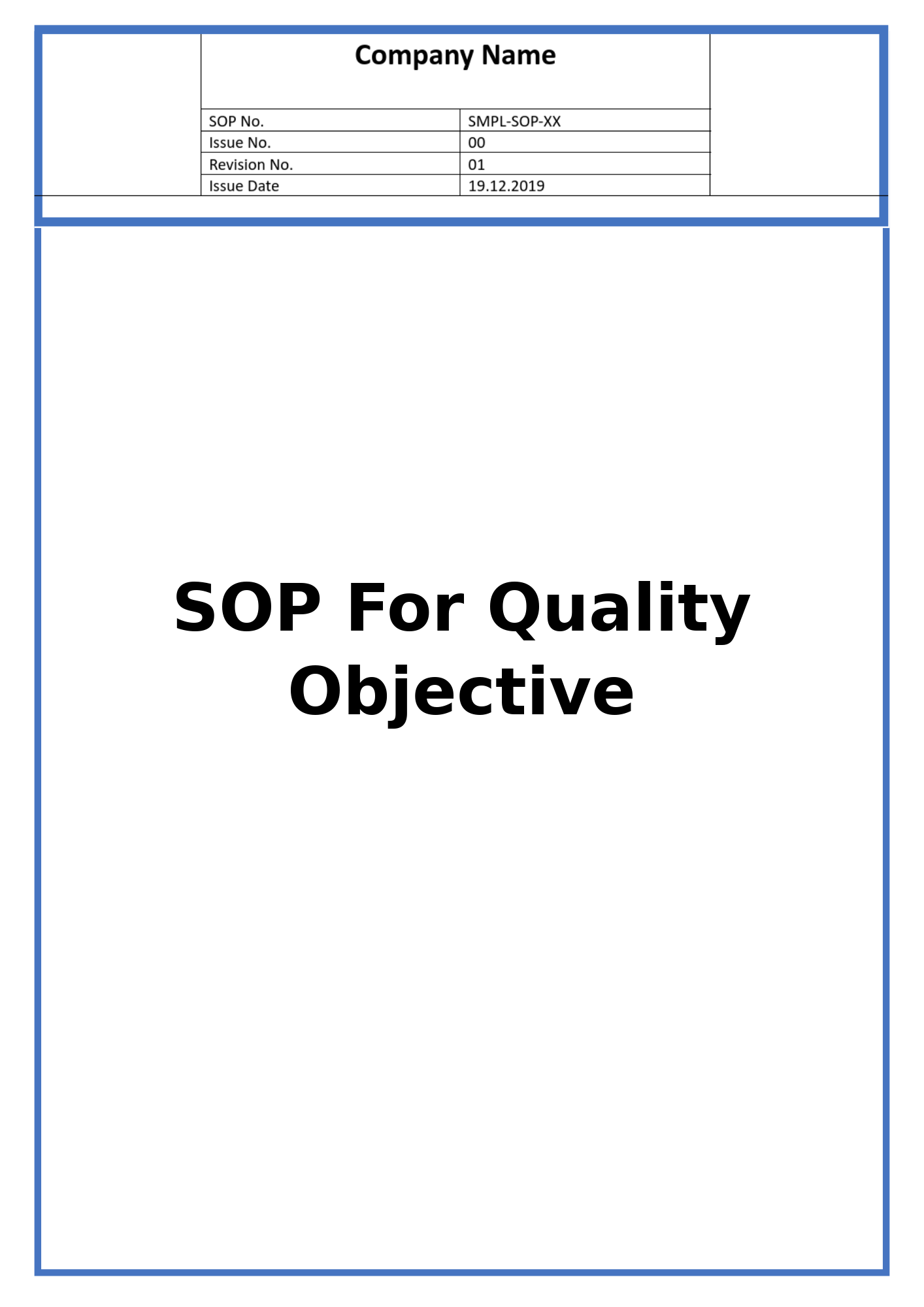 SOP For Quality Objective