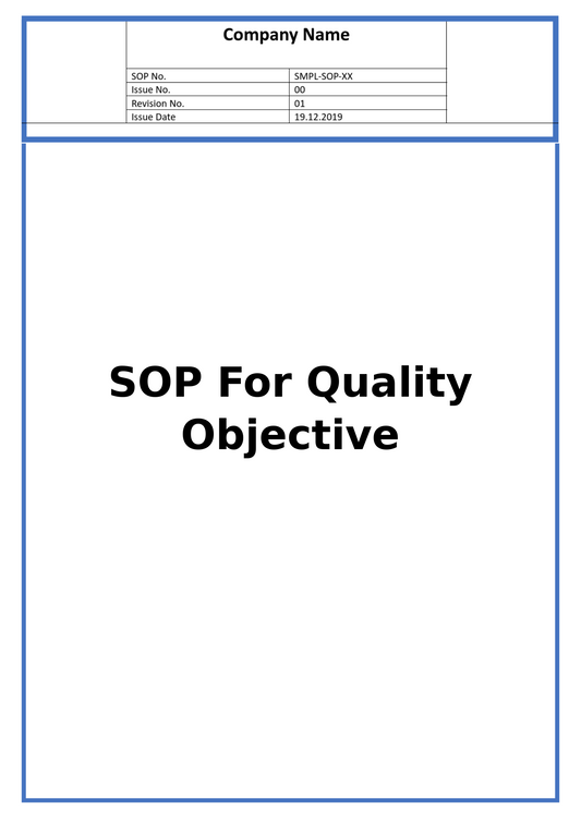 SOP For Quality Objective