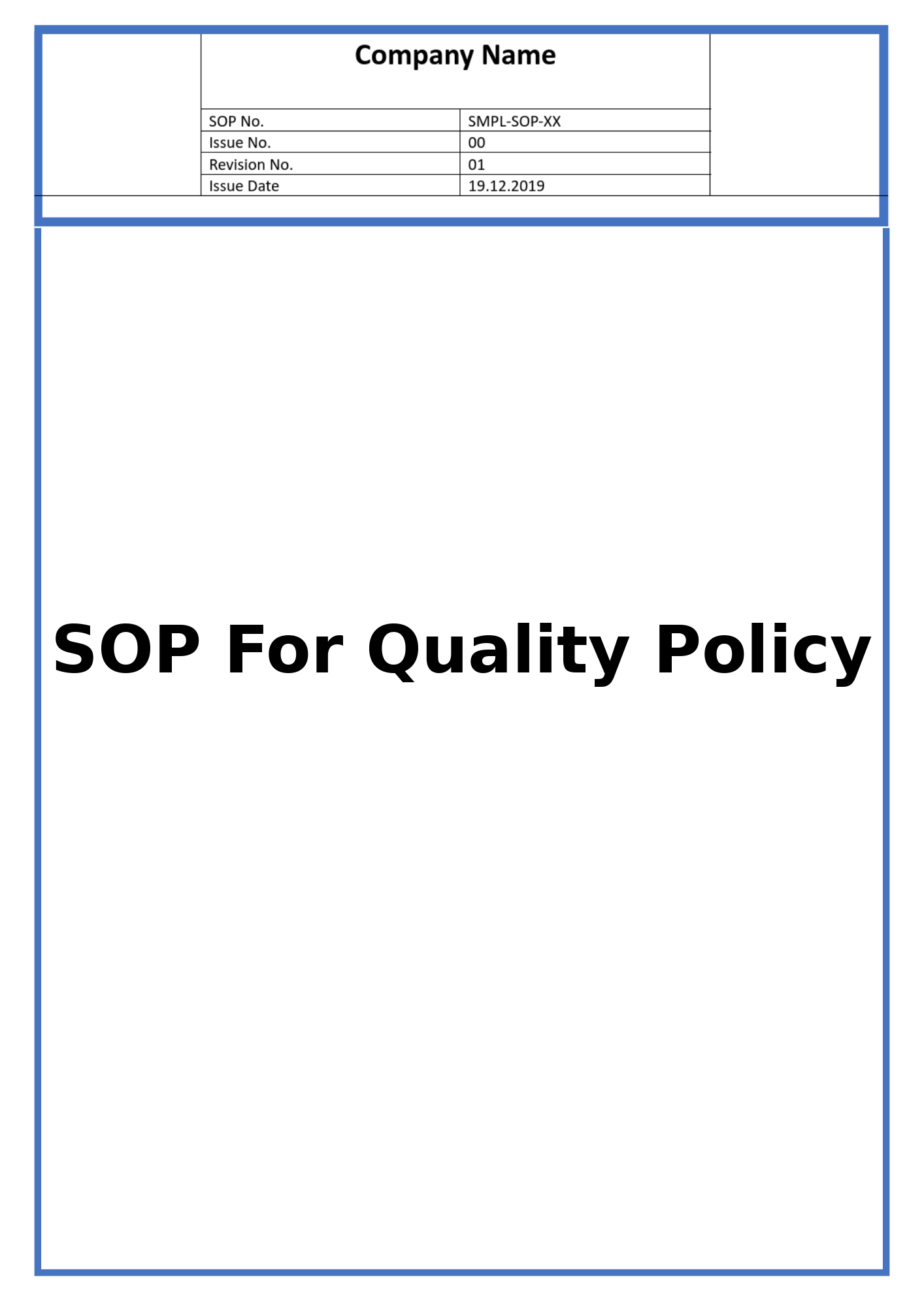 SOP For Quality Policy