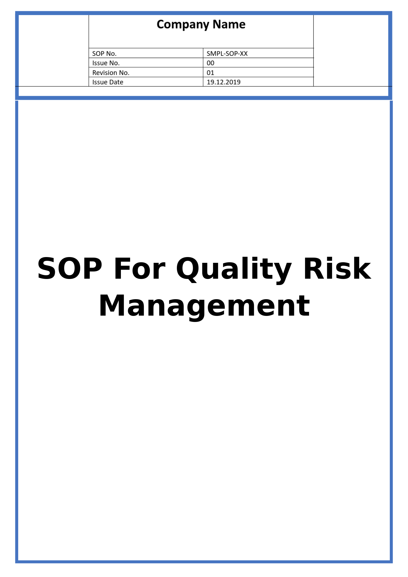 SOP For Quality Risk Management