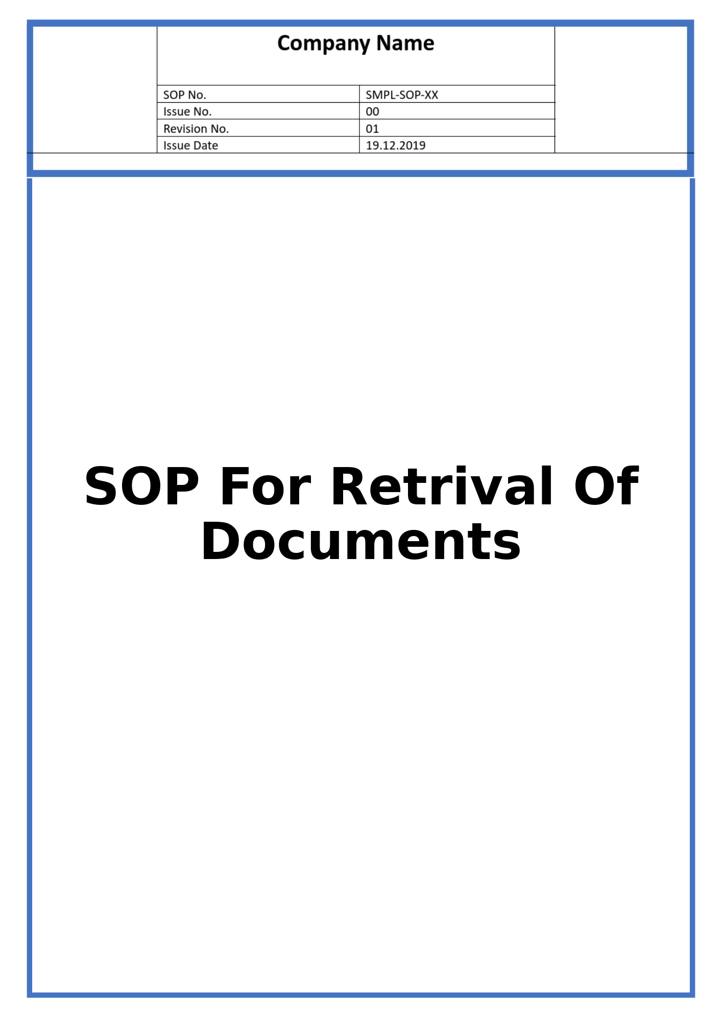 SOP For Retrival Of Documents