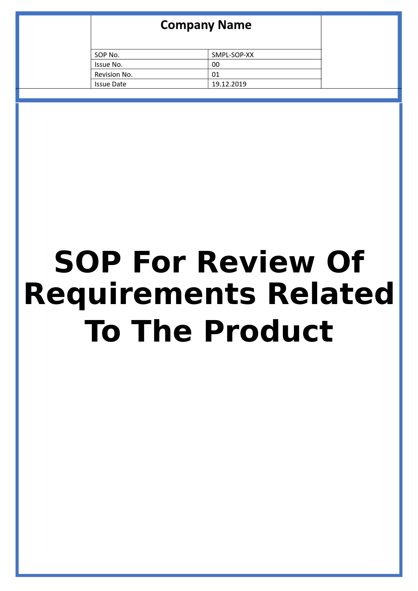 SOP For Review Of Requirements Related To The Product
