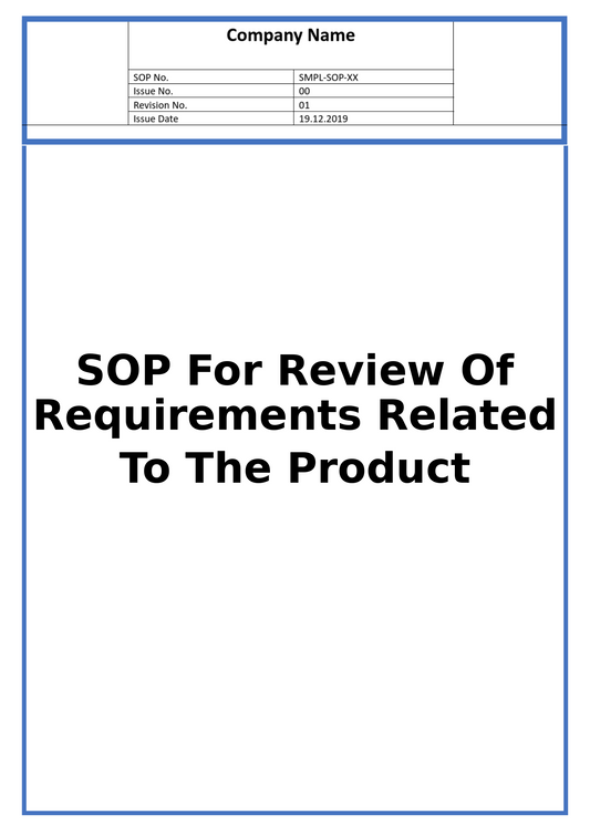 SOP For Review Of Requirements Related To The Product