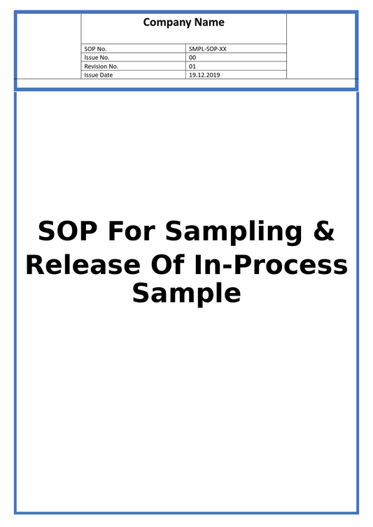 SOP For Sampling & Release Of In-Process Sample