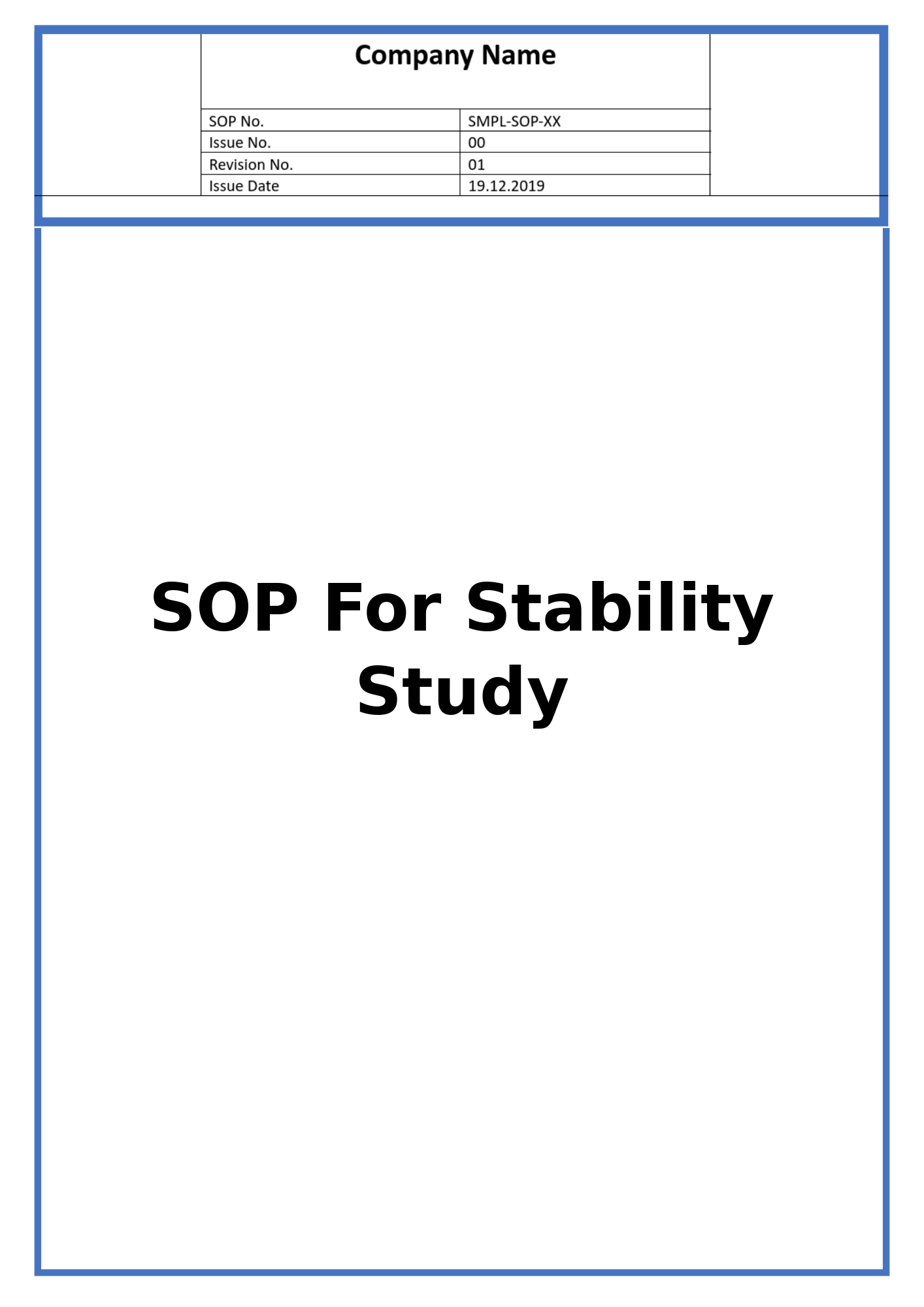 SOP For Stability Study