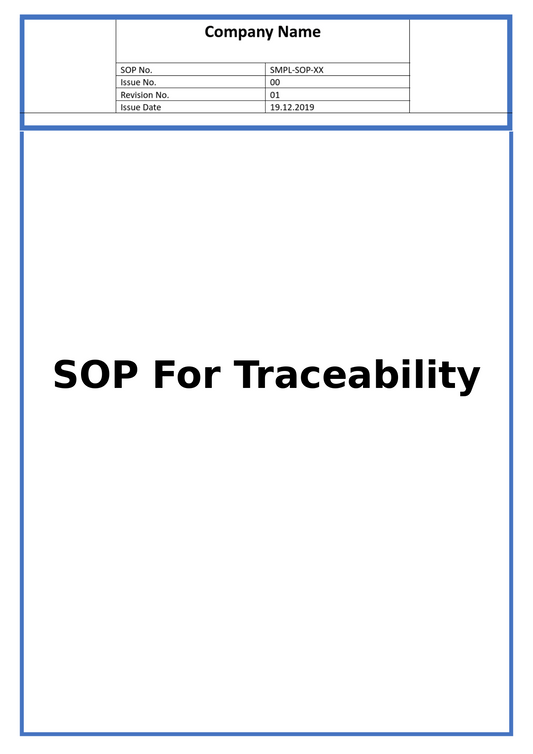 SOP For Traceability