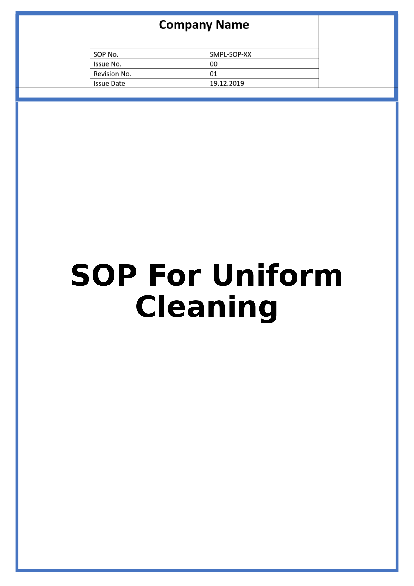 SOP For Uniform Cleaning