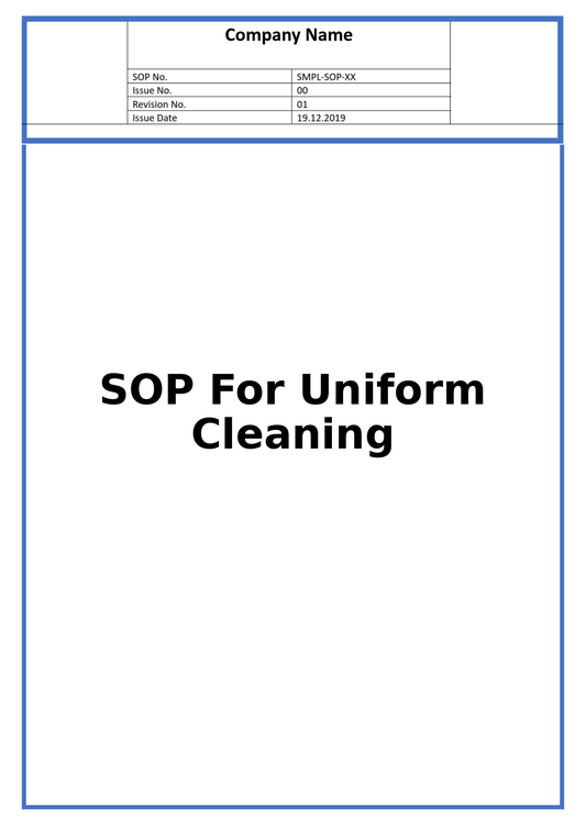 SOP For Uniform Cleaning